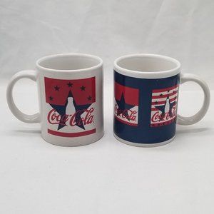 2 Vintage Coke Cola Stars and Stripes coffee mugs by Gibson